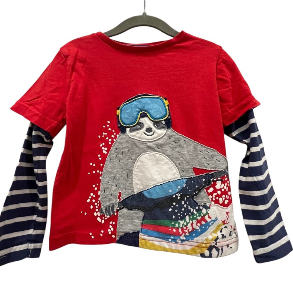 Mini Boden Sloth Snowmobile Long Sleeve Shirt 2-3y